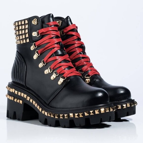 BIG STEPPIN  STUDDED CHUNKY HEEL BOOT ( BRAND NEW !!!!!!!!!!!! ) - Picture 3 of 8